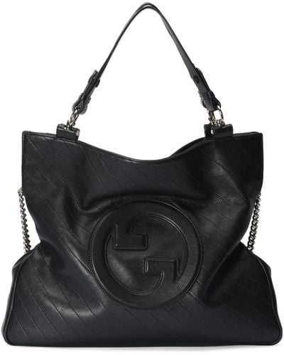 Gucci Medium Leather Blondie Tote Bag - Black