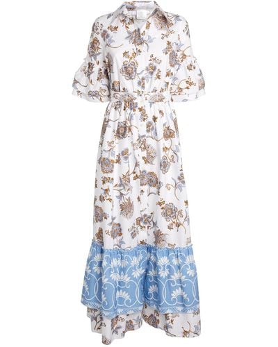 Eleventy Floral Maxi Shirt Dress - Blue