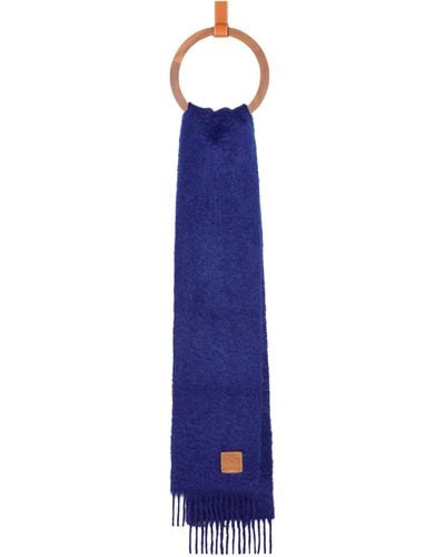 Loewe Mohair-wool Anagram Scarf - Blue
