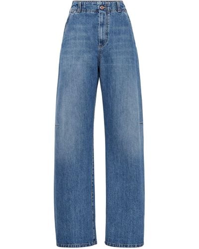 Brunello Cucinelli Authentic Curved Wide-leg Jeans - Blue