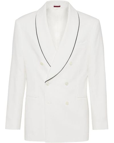 Brunello Cucinelli Crepe Shawl-collar Tuxedo Jacket - White