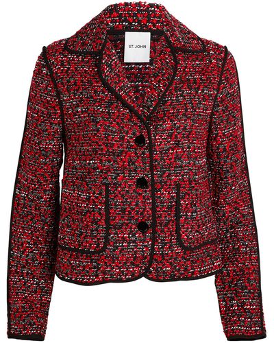 St. John Bouclette Tweed Jacket - Red