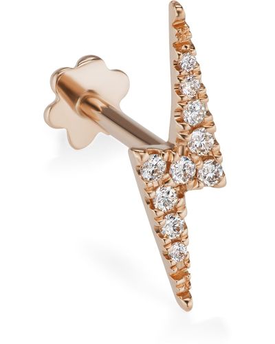 Maria Tash Rose Gold Diamond Lightning Bolt Threaded Stud Earring (11mm) - Metallic