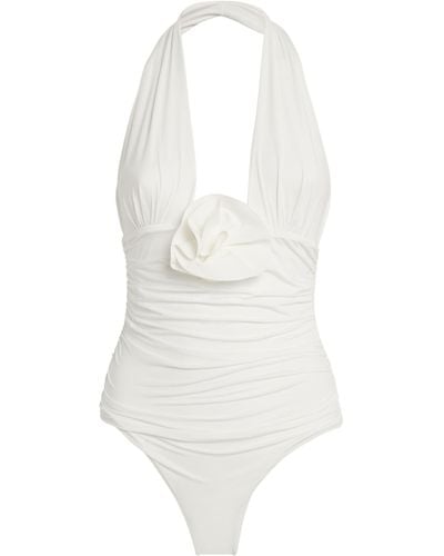 Maygel Coronel Ruched Halterneck Swimsuit - White