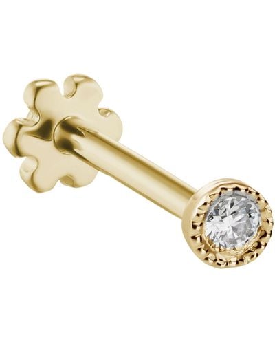 Maria Tash Yellow Gold Scalloped Set Diamond Threaded Stud Earring (1.5mm) - Metallic