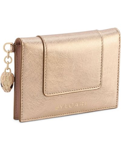 BVLGARI Leather Serpenti Forever Bifold Card Holder - Natural