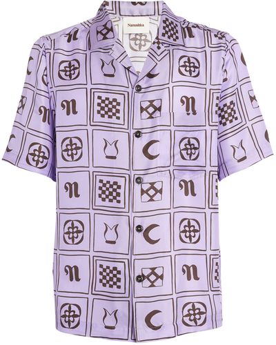 Nanushka Silk Mosaic Print Shirt - Purple