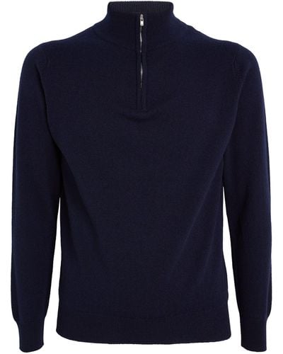 Harrods Cashmere Zip-up Sweater - Blue