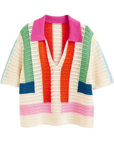 Chinti & Parker Organic Cotton Crochet Capri Shirt - Pink