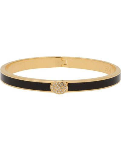 Halcyon Days Gold-plated Crystal Button Bangle - Black
