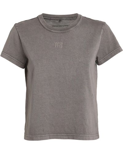 Alexander Wang Cotton Shrunken Logo T-shirt - Grey