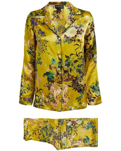 Meng Silk Floral Pajama Set - Green