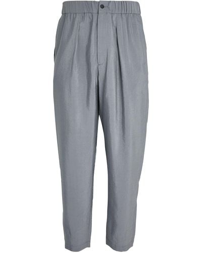 Giorgio Armani Silk-blend Tailored Trousers - Grey