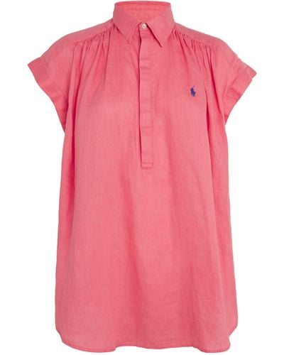 Polo Ralph Lauren Linen Polo Pony Shirt - Pink