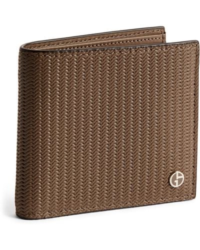 Giorgio Armani Leather Wave-embossed Bifold Wallet - Brown