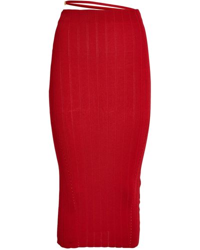 Jacquemus Rib-knit Pralù Midi Skirt - Red