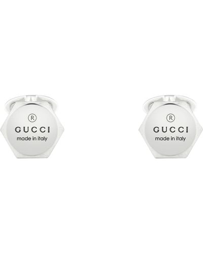 Gucci Sterling Silver Trademark Cufflinks - White