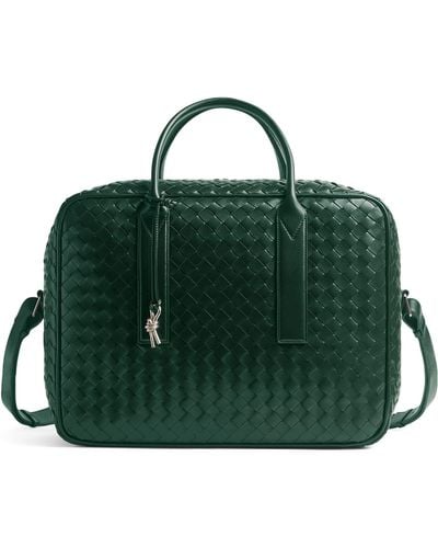 Bottega Veneta Medium Leather Intrecciato Duffle Bag - Green