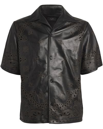 Amiri Leather Bandana Shirt - Black