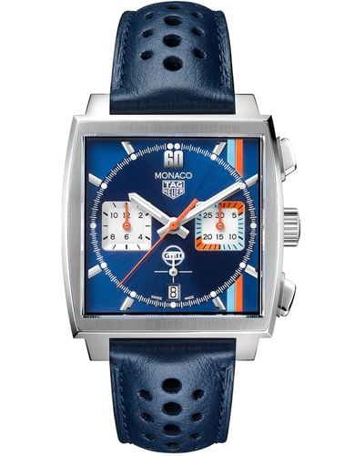 Tag Heuer X Gulf Steel Monaco Watch 39mm - Blue