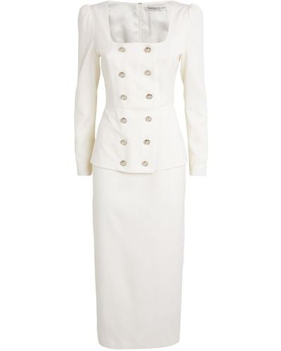 Alessandra Rich Virgin Wool Midi Dress - White