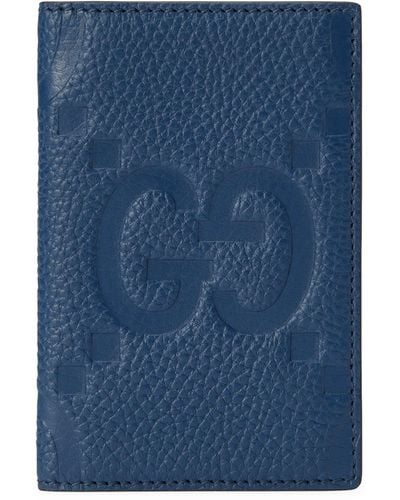 Gucci Leather Jumbo Gg Card Case - Blue