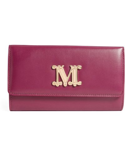 Max Mara Mini Leather Logo Chain Wallet - Purple