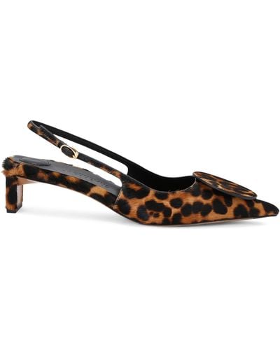 Jacquemus Leopard Print Duelo Slingback Heels 40 - Brown