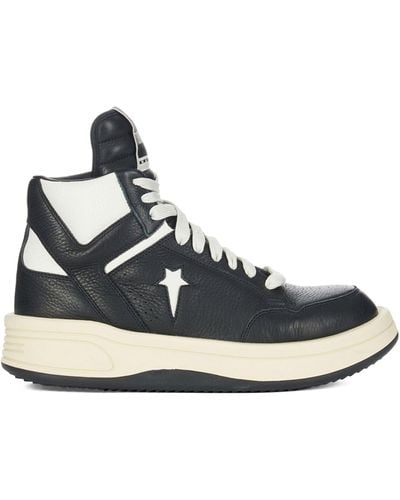 Rick Owens X Converse Turbowpn Branded Leather High-top Trainers 7. - Black
