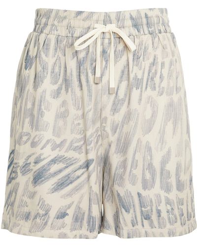 DOMREBEL Writing Print Shorts - Natural