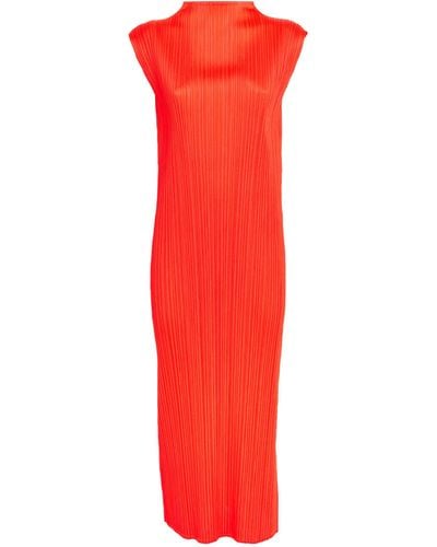 Pleats Please Issey Miyake Monthly Colours April Maxi Dress - Red