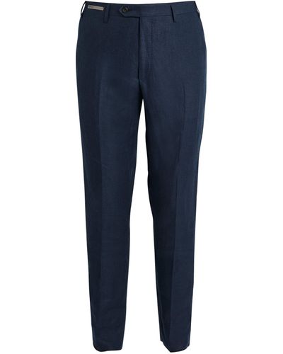 Corneliani Linen Twill Suit Pants - Blue
