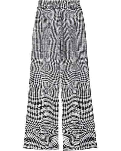 Burberry Warped Houndstooth Print Pants - Gray