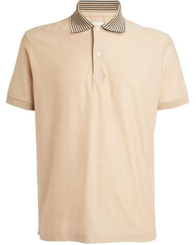 Paul Smith Cotton Stripe-collar Polo Shirt - Natural