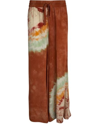 Hayley Menzies Silk Tie-dye Wide-leg Pants - Brown