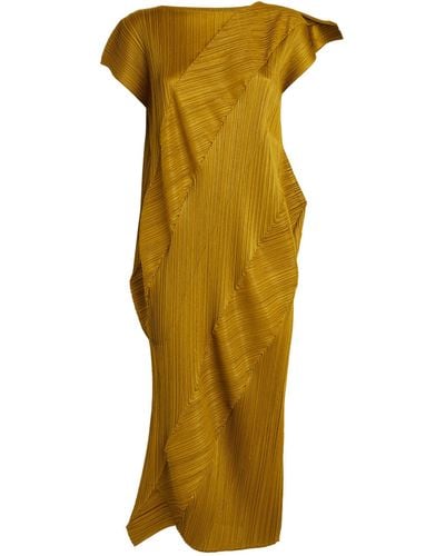 Pleats Please Issey Miyake Kombu Midi Dress - Yellow