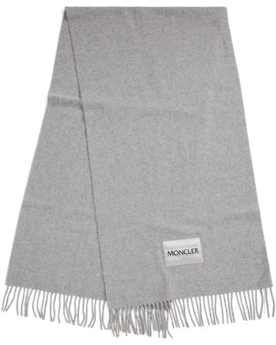 Moncler Wool Logo-patch Scarf - White