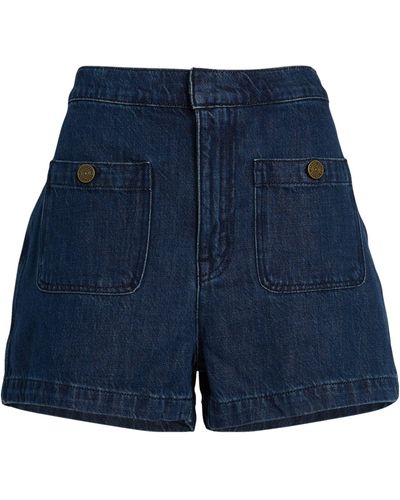 FRAME Lightweight Denim High-rise Shorts - Blue