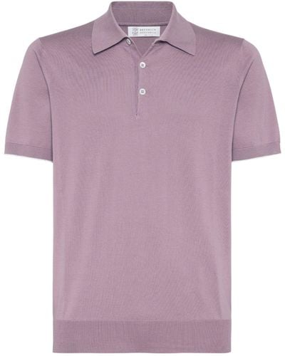 Brunello Cucinelli Cotton Knitted Polo Shirt - Purple