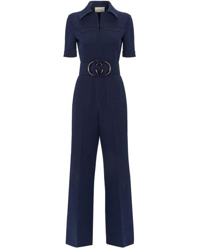 Gucci GG Belted Jumpsuit - Blue