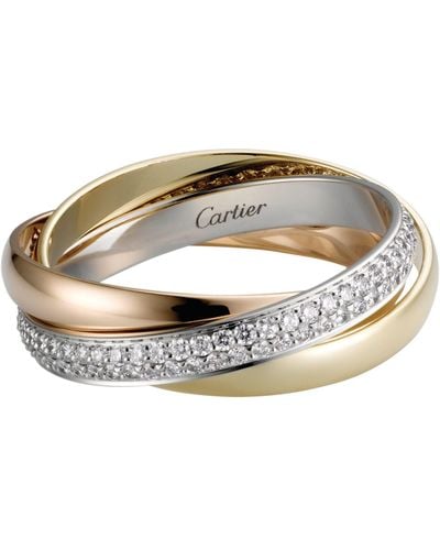 Cartier Small White, Yellow, Rose Gold And Diamond Trinity Ring - Multicolour