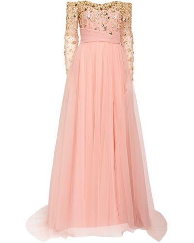 Pamella Roland Tulle Off-the-shoulder Gown - Pink