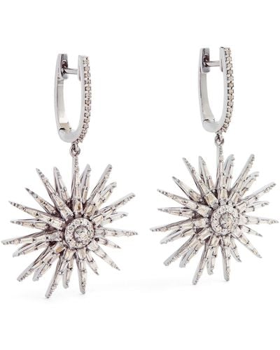 BeeGoddess White Gold And Diamond Star Light Earrings