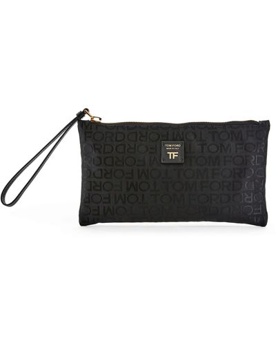 Tom Ford All-over Logo Flat Travel Pouch - Black