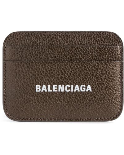 Balenciaga Leather Logo Card Holder - Brown
