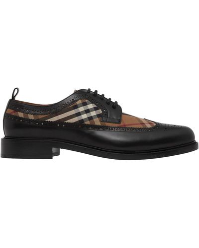 Burberry Leather Vintage Check Derby Shoes - Black