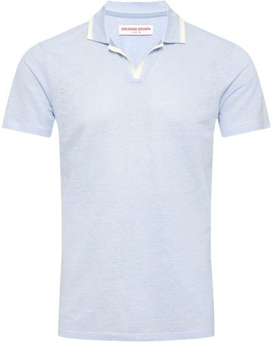 Orlebar Brown Linen Felix Polo Shirt - Blue