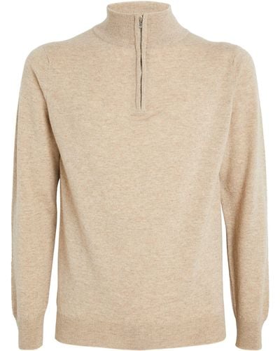 Harrods Cashmere Zip-up Sweater - Natural