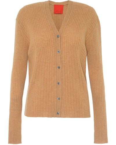 Cashmere In Love Inez Ribbed Cropped Cardigan - Natural