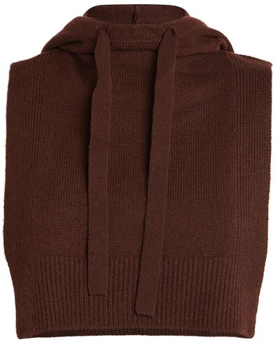 Yves Salomon Wool-cashmere Hooded Scarf - Brown